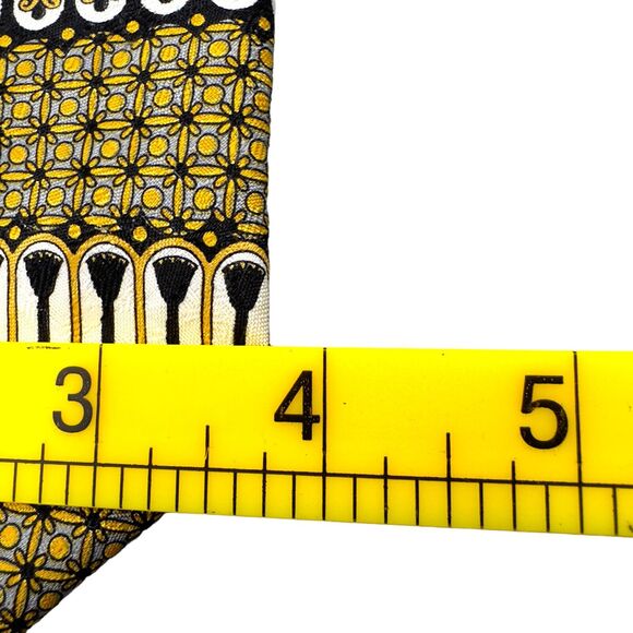 Designer Mens 100% Silk Dress Tie Made in Italy Gold Geometric Print 58" 3.75"‎ - Picture 8 of 9